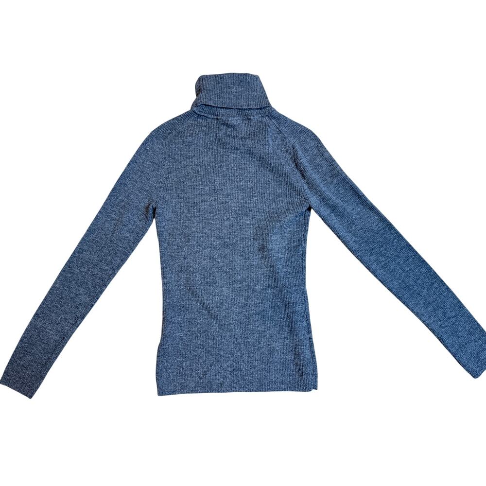 Uniqlo Size M Charcoal Grey 100% Pure New Wool Ribbed Turtleneck Sweater